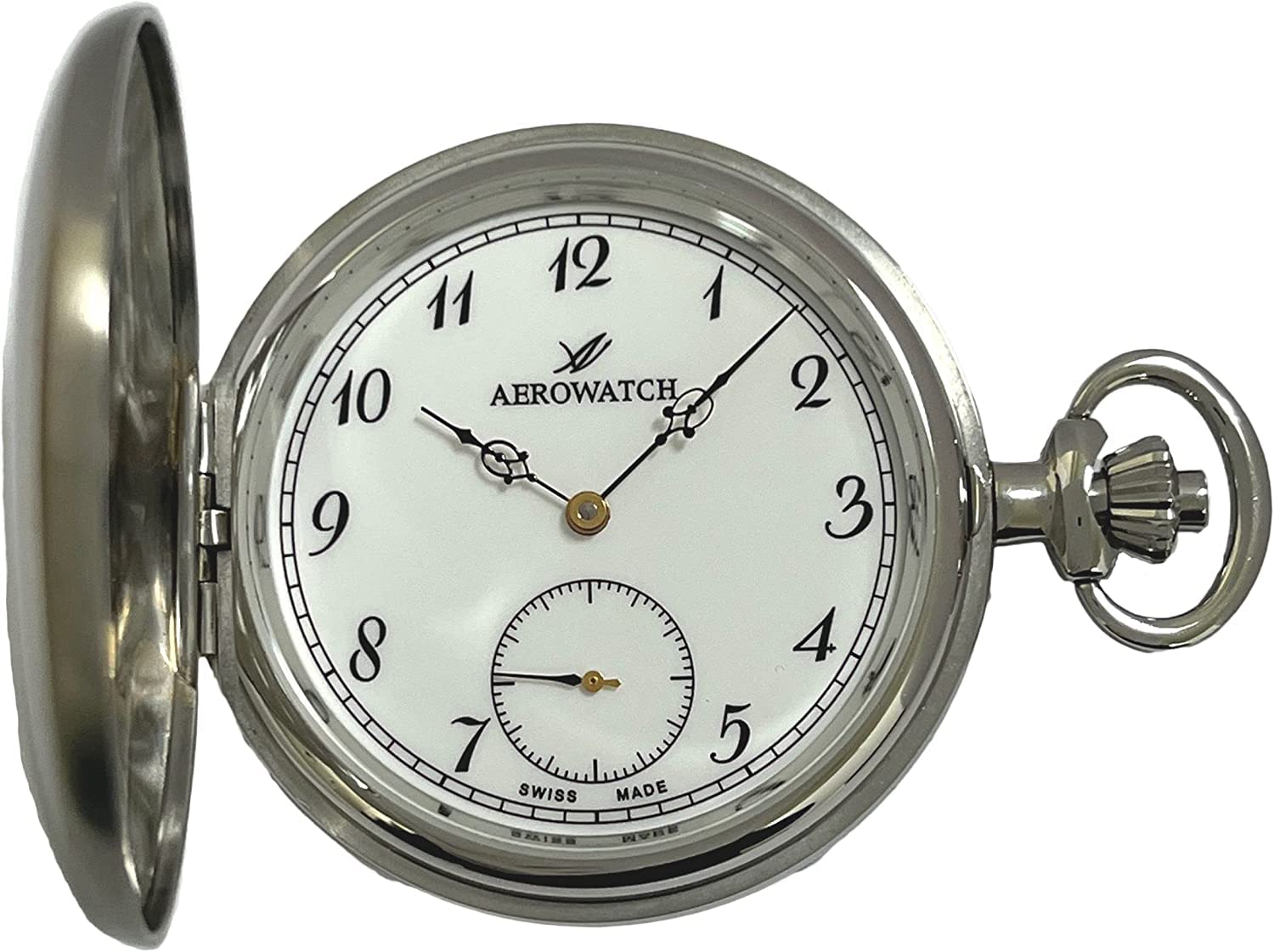 

Кишеньковий годинник Aerowatch з механічним ручним заводом, швейцарське виробництво 55831 AA03, срібло [AEROWATCH] для чоловіків білий