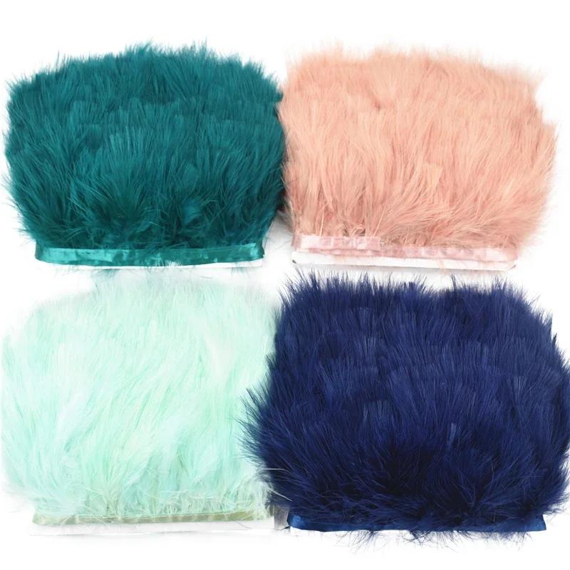 2Meters Colored Fluffy Marabou Feathers Fringe Trim Turkey Black Feather Ribbon Fabric Shawl Clothes Sewing Trimmings Decoration