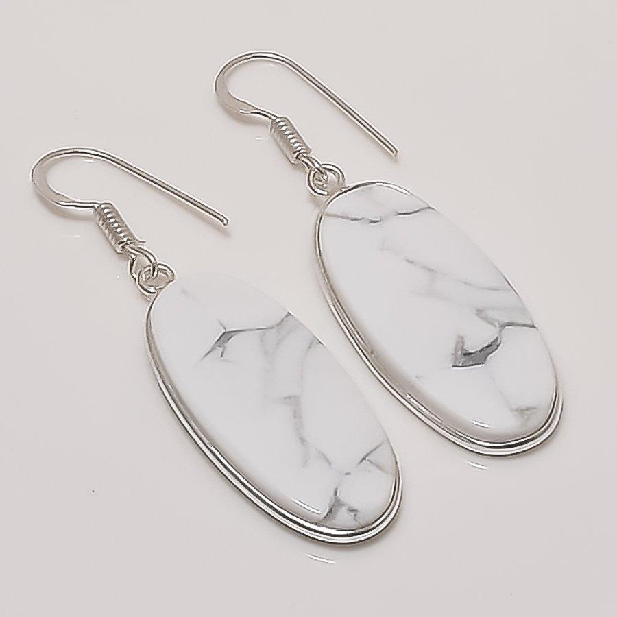 Natural Howlite Jasper Gemstone Handmade 925 Sterling Silver Earring 1.97  AE-11597