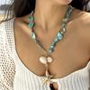 Layered Beaded Necklace with Starfish & Shell Charms, Gold-Plated Pearl Chain for Women Fashion Layered Look