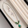 Dreiteiliges Set Anti-Perlen-Ohrringe, Ringe, Schlüsselbein-Kette, Temperament, Muttertagsgeschenk, Schmuckset.
