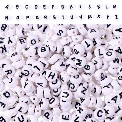 100 sztuk/worek DIY Czarne i Białe Angielskie Akrylowe Koraliki z Literami Ręcznie robione Bransoletki Naszyjniki Akcesoria Koralikowe