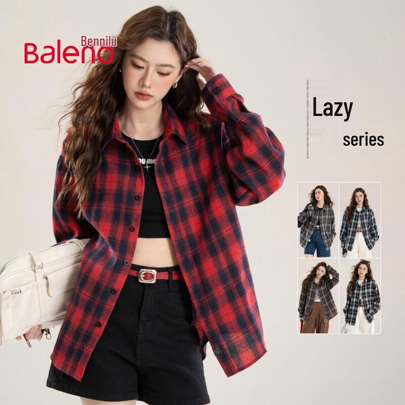 Baleno Unisex Relaxed Fit Plaid Shirt 2XL