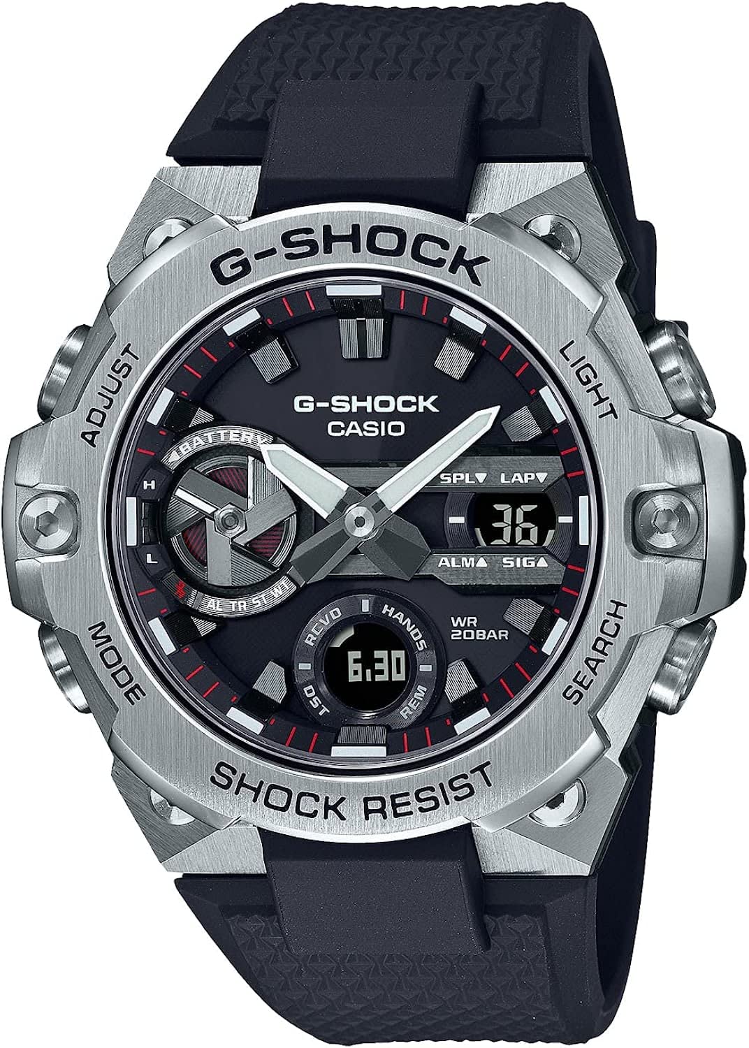 

CASIO Bluetooth Watch with Tough Solar and Stainless Steel G-SHOCK G-STEEL Men s Case, GST-B400-1A