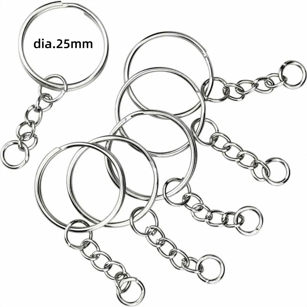 50/100PCS Stainless Steel Key Rings Key Pendant Chains Metal Keychain DIY Accessories Buckles Split Rings Key Organization