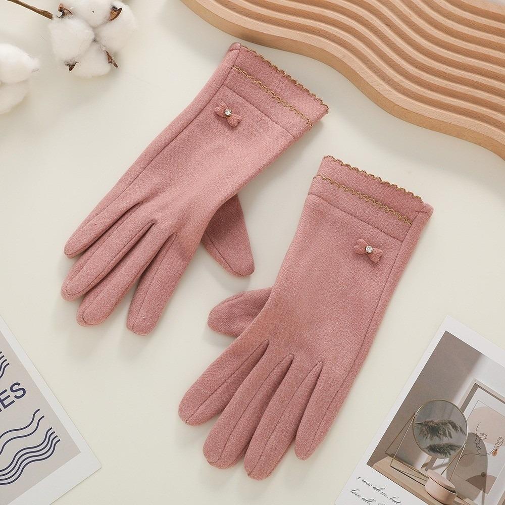 Warm Touch Screen Gloves Touchable Screen Driving Mittens for Outdoor Cycling Skiing розовый