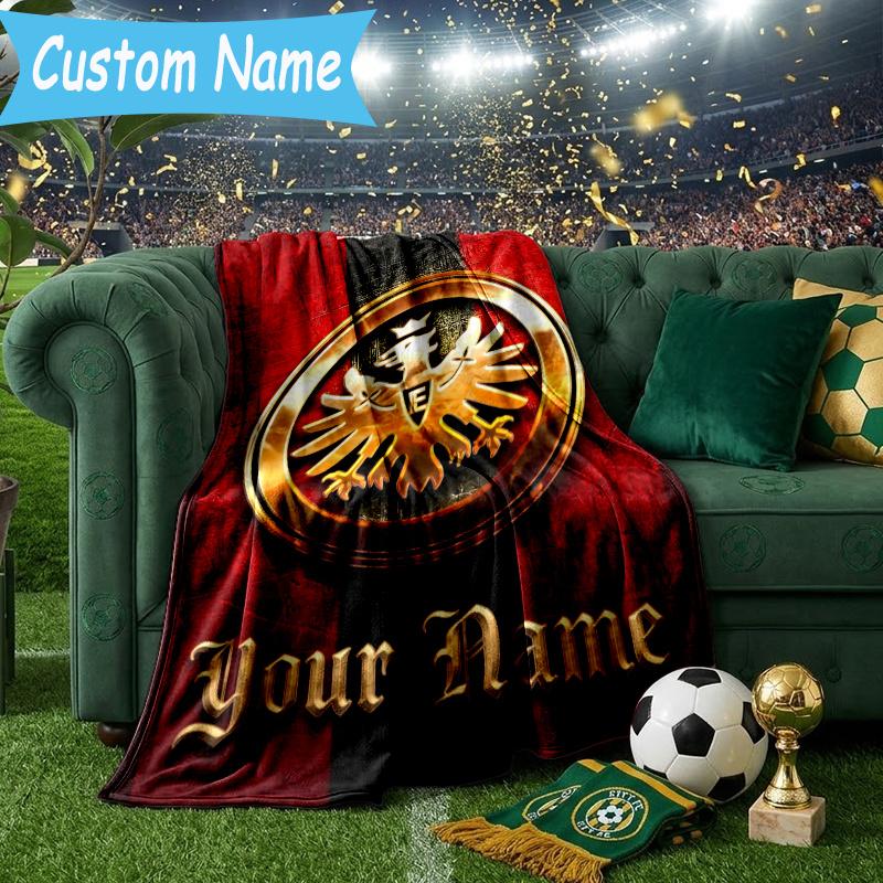 Individuelle Personalisierte Decke Frankfurt Fußball Weiche Wohndecke, Geeignet für Familie und Freunde, Sofadecke, Heimdekoration Weihnachtsgeschenk