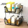 Heavy Duty Storage Stand 2/3 Layer Countertop Organizer Rack, Fruit Basket Stand, Metal Rack Space Saving Carbon Steel for Kitchen, Pantry