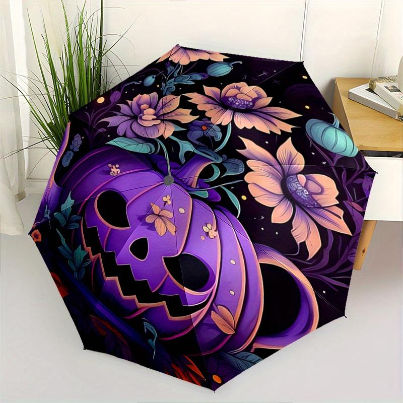 1pc Purple Pumpkin Halloween Elements Automatic Opening and Closing Folding - A Good Choice for Gifts, Fashionable and Convenient Umbrella W