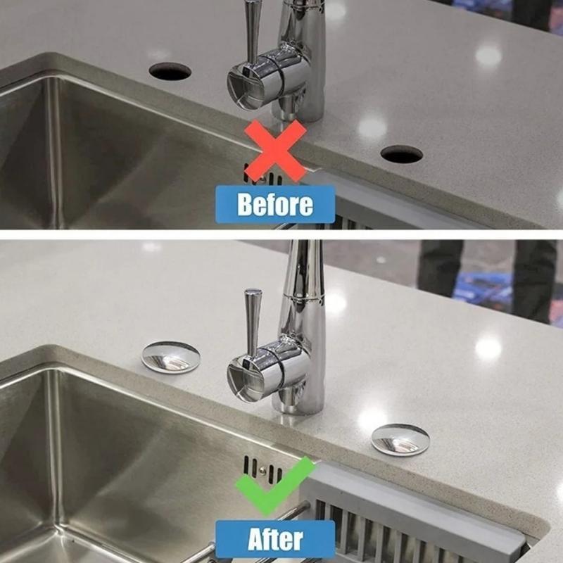 Premium ABS Sink Hole Cover Featuring Silver Coating Resistant to Stain and Impact for Long Terms Use in Kitchen Sinks
