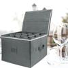 Foldable Wine Glass Organizer With Compartments and Handle Crystal Champagne Holder Stackable Hard Shell Storage Case