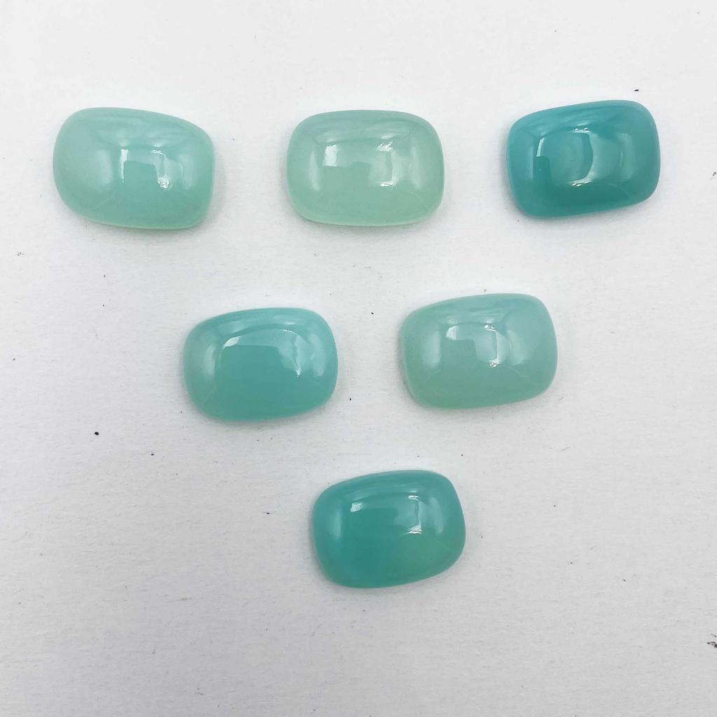Natural Aqua Chalcedony Cushion Cabochon Loose Gemstone 8 Pcs 13*18 MM 100 CT For Jewelry Making