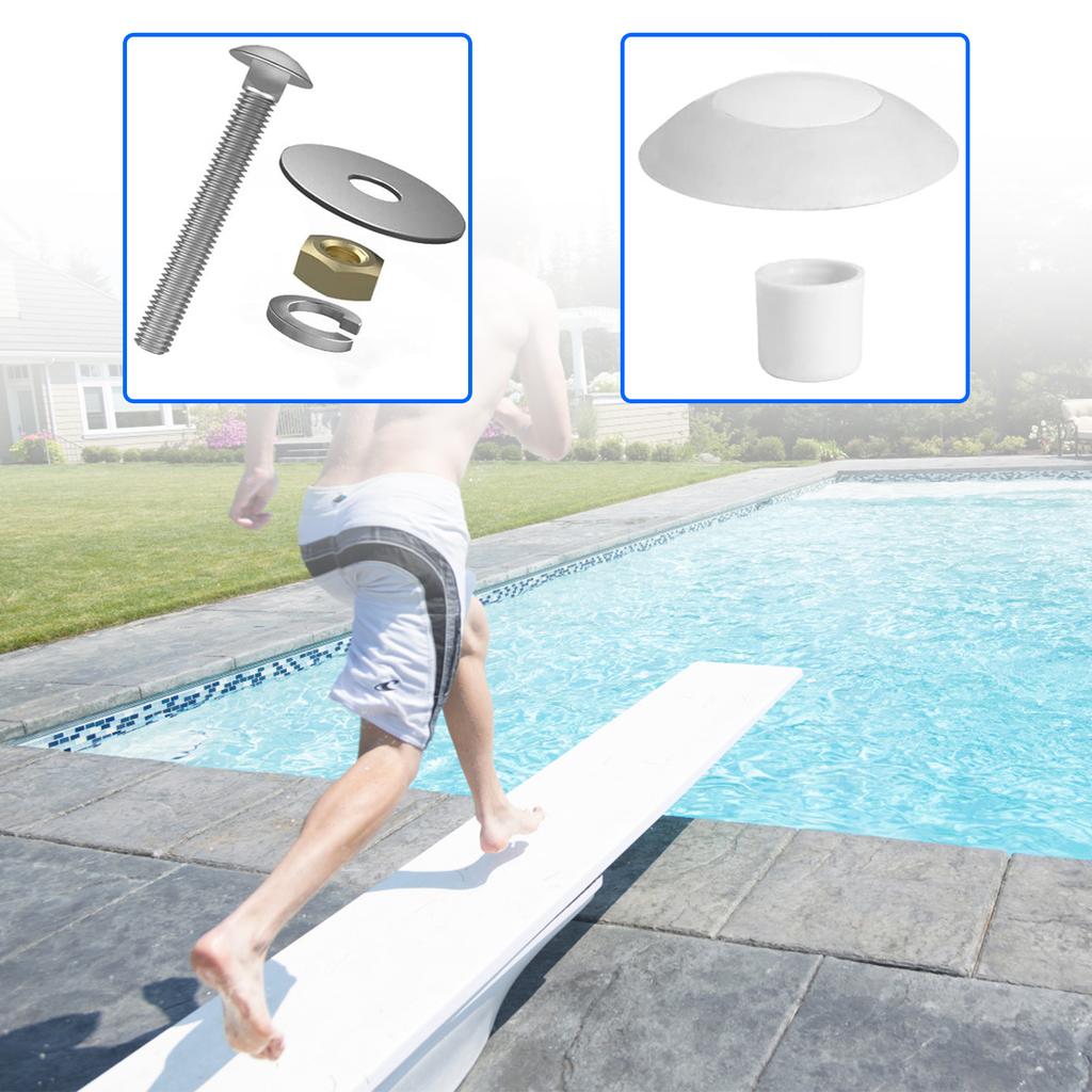 Steel Pool Diving Board Mounting Replacement for Two Hole Diving Boards Easy Installation with Screws&Washers