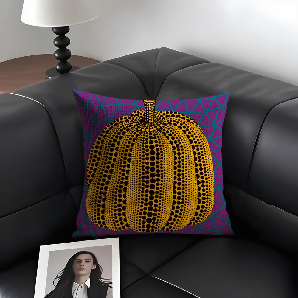 Yayoi Kusama Pumpkin Cushion Cover Natural Linen Organic Fabric DoubleSided Printing Sofa Home Decor Gift Pillow Case