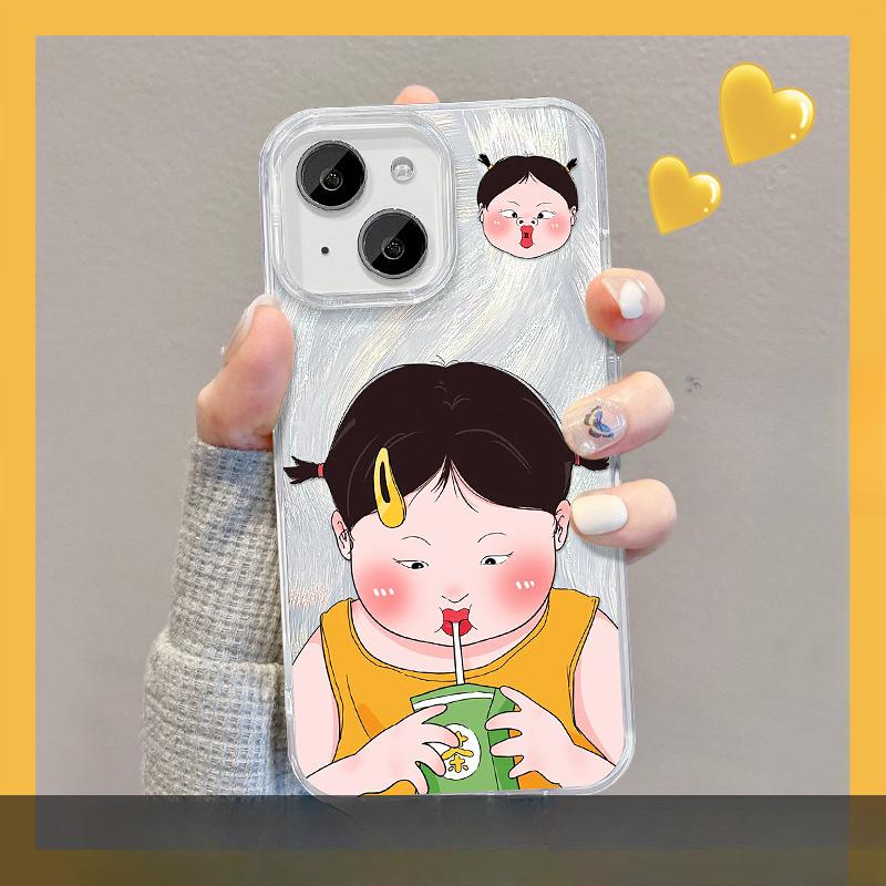 

Applicable To Apple 15 Feather Yarn Mobile Phone Case Summer Iphone14pro Watermelon Girl Invisible Bracket 13 Cute Cartoon X iPhone SE (2nd Generation)