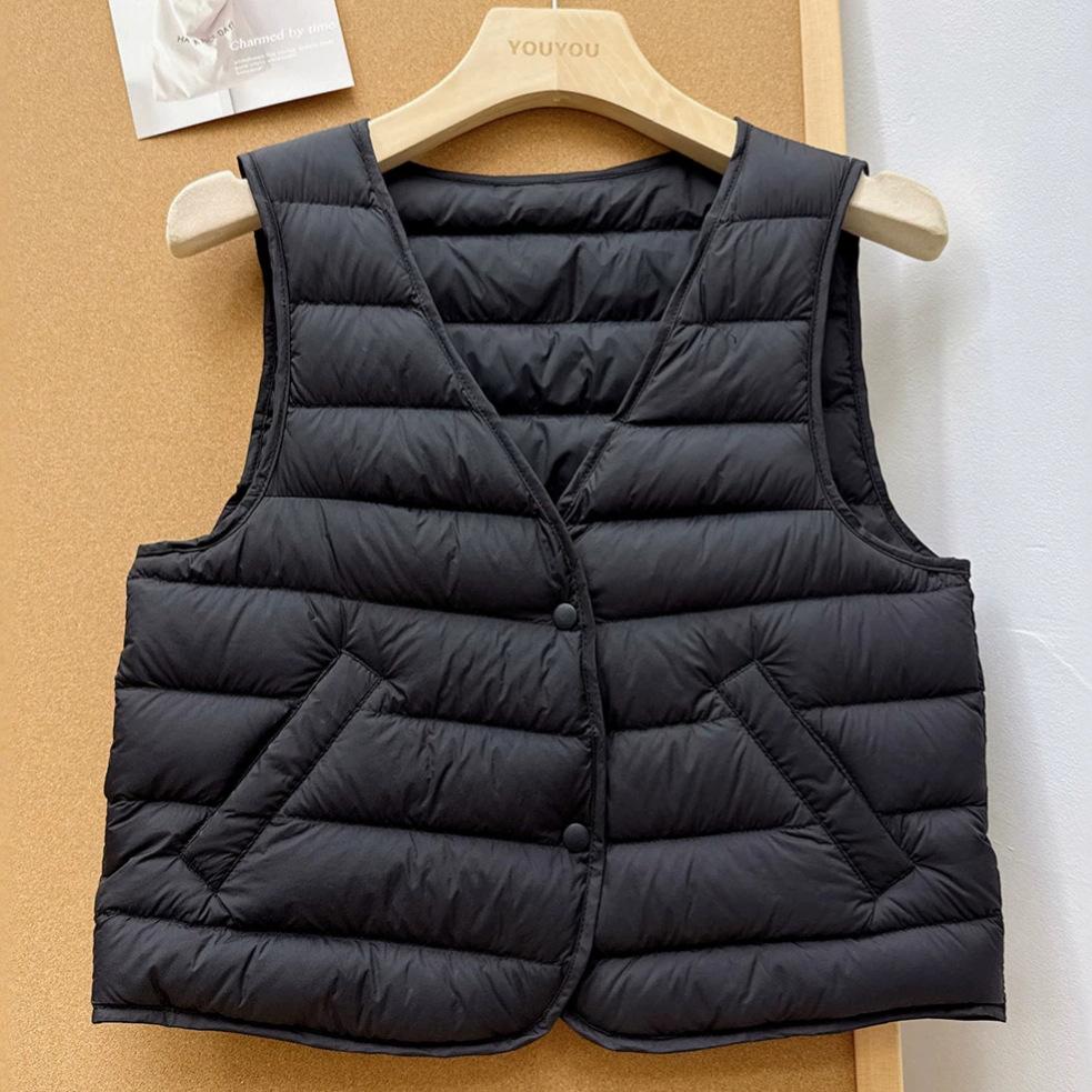 White duck down ribs light down jacket vest liner women's winter new V-neck inner thermal vest