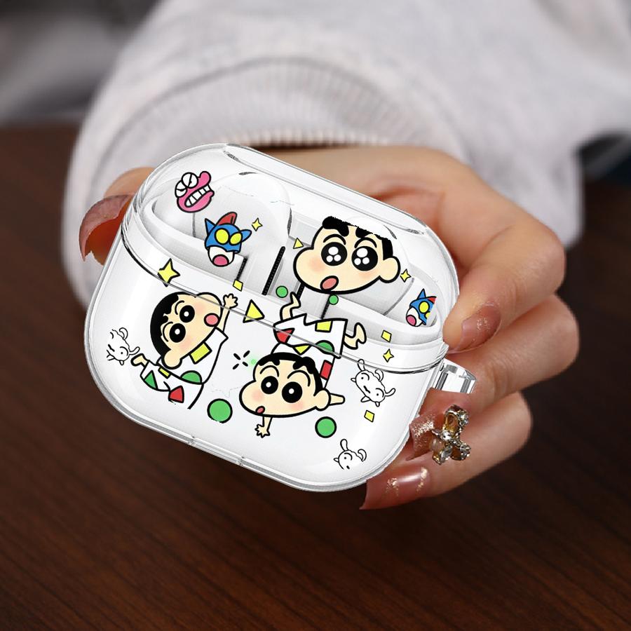 

Case For Samsung Galaxy Buds 2 3Pro 4Pro 2Pro 3 FE Live 4 Pro Clear Earphone Cases Cover With Hook Cartoon Crayons Shinchan Buds Live