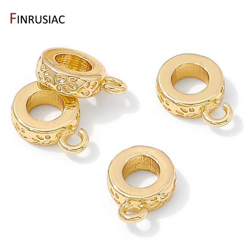 14K Gold Plated Brass Round Pendant Bail Beads Connectors,Bails For Pendants Jewelry,DIY Necklace Bracelets Making Findings