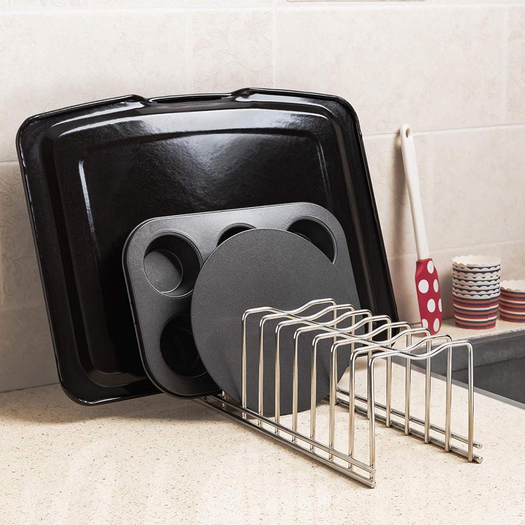 SANNO Frying Pan Pot Lid Storage Dish Stainless x x 7 Stand, Rack, Rack, Steel, Spacing 3.5cm 3, 2.5cm