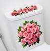 Romantic Pink Rose Toilet Sticker Self-adhesive Waterproof Bathroom Decoration Sticker