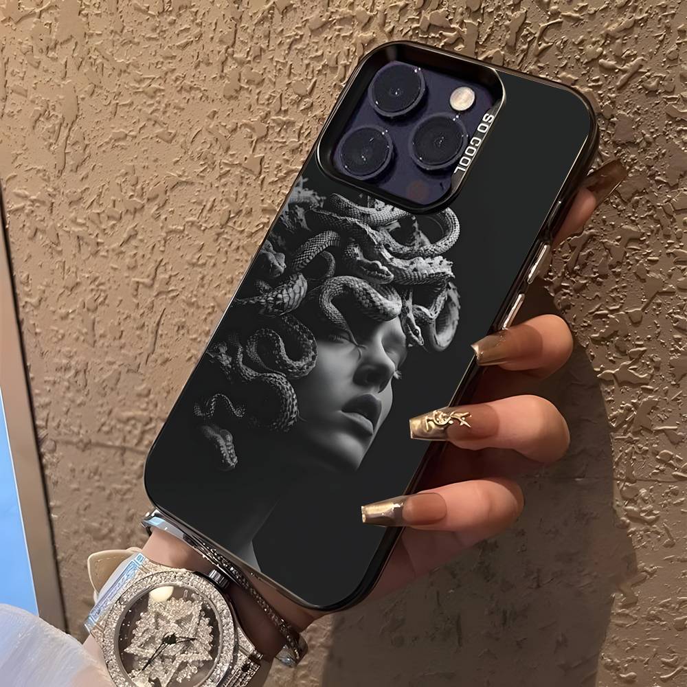 Medusa Greek Mythology Look At Me Phone Case For iPhone 16,15,14,13,12,11Pro,XS,Max,Plus,Mini Black Candy Matte Shockproof Cover