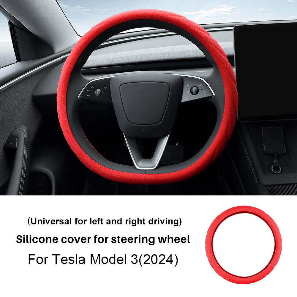 Silicone Car Steering Wheel Cover For Tesla Model 3 Highland 2025 Model Y Juniper 2025 Booster Anti-skid Protect Interior Trim