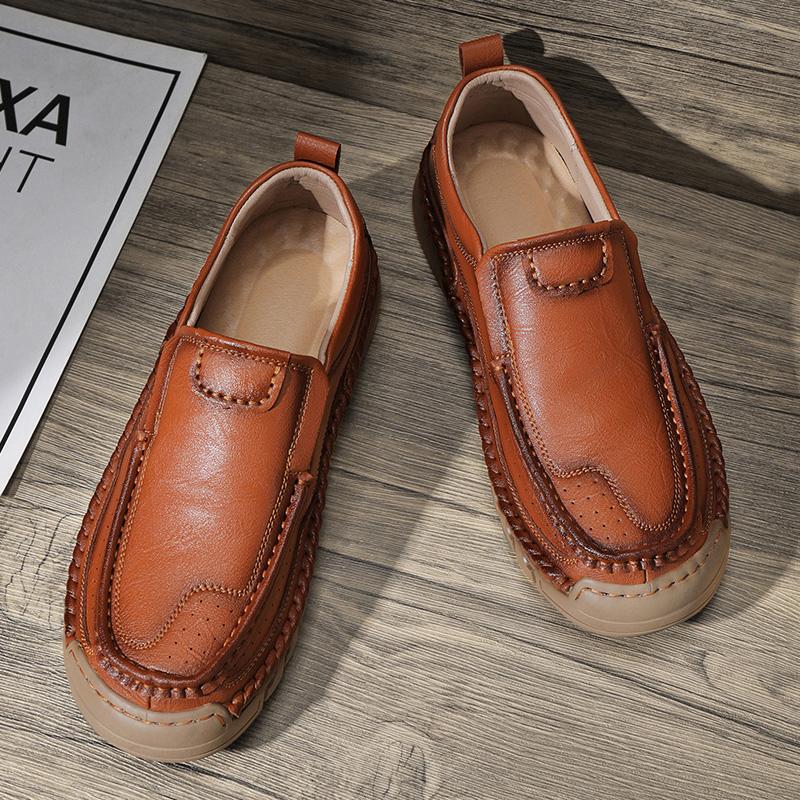38-46 Retro Cow Leather Shoes Men Loafers Handmade Casual Leather Shoes Moccasins Men Flats Shoes
