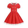 Fashion Summer Waist Polka Dot Dress Sweet Square Neck  Girls Women's Clothing