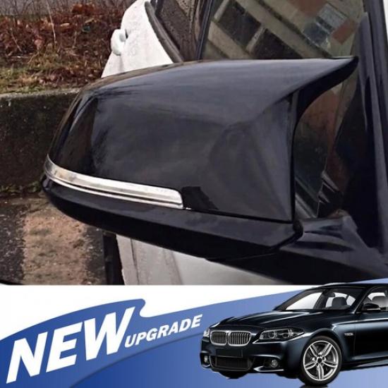 Gloss Black Side Mirror Cover Cap 2Pcs For 2014-2018 BMW 5Series F10 F11 F18 LCI