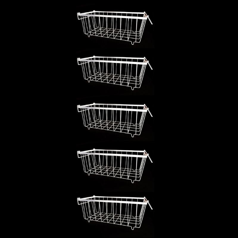 Pack of 5 Stackable Freezer Baskets Freezer Organizing Case Freezer Containers Metal Texture Suitable for Refrigerator