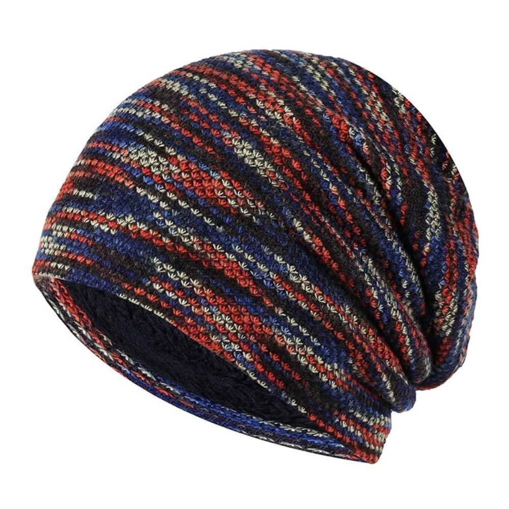 Colored Winter Pullover Hats Cotton Velvet Ear Protection Hats Suitable for Outdoor Double-layer Stacked Long Tube Hats Unisex