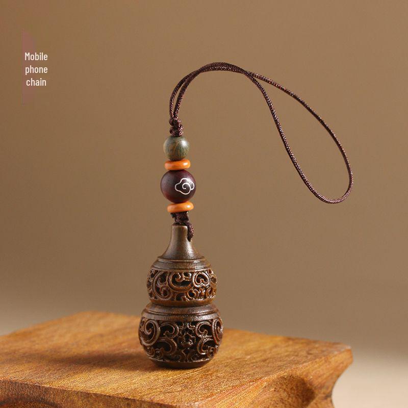 Green Sandalwood Gourd Keychain Pendant - Men s & Women s Year of the Rabbit Amulet