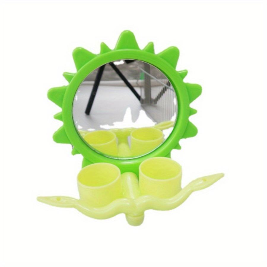 1ks Parrot Mirror Toy Hrnek na jídlo Stojící stojánek Pták 3 v 1 se stojánkem Kombinace interaktivní houpačky na krmení a pití