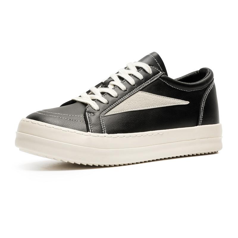 Neuer Nischen-High-Street-Flachschuh im RO-Stil, neues Leder, dunkel Schwarz und Weiß, High-Street-Low-Top-Nischenschuhe X
