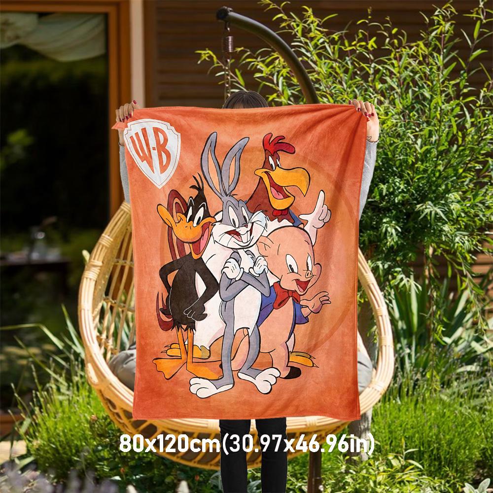 

1pc Daffy Duck Bugs Bunny Porky Pig Outdoor Blanket - Throw Blanket, Soft , Flannel Blankets, Living Room, Travel, Camping-1102106 80x120cm