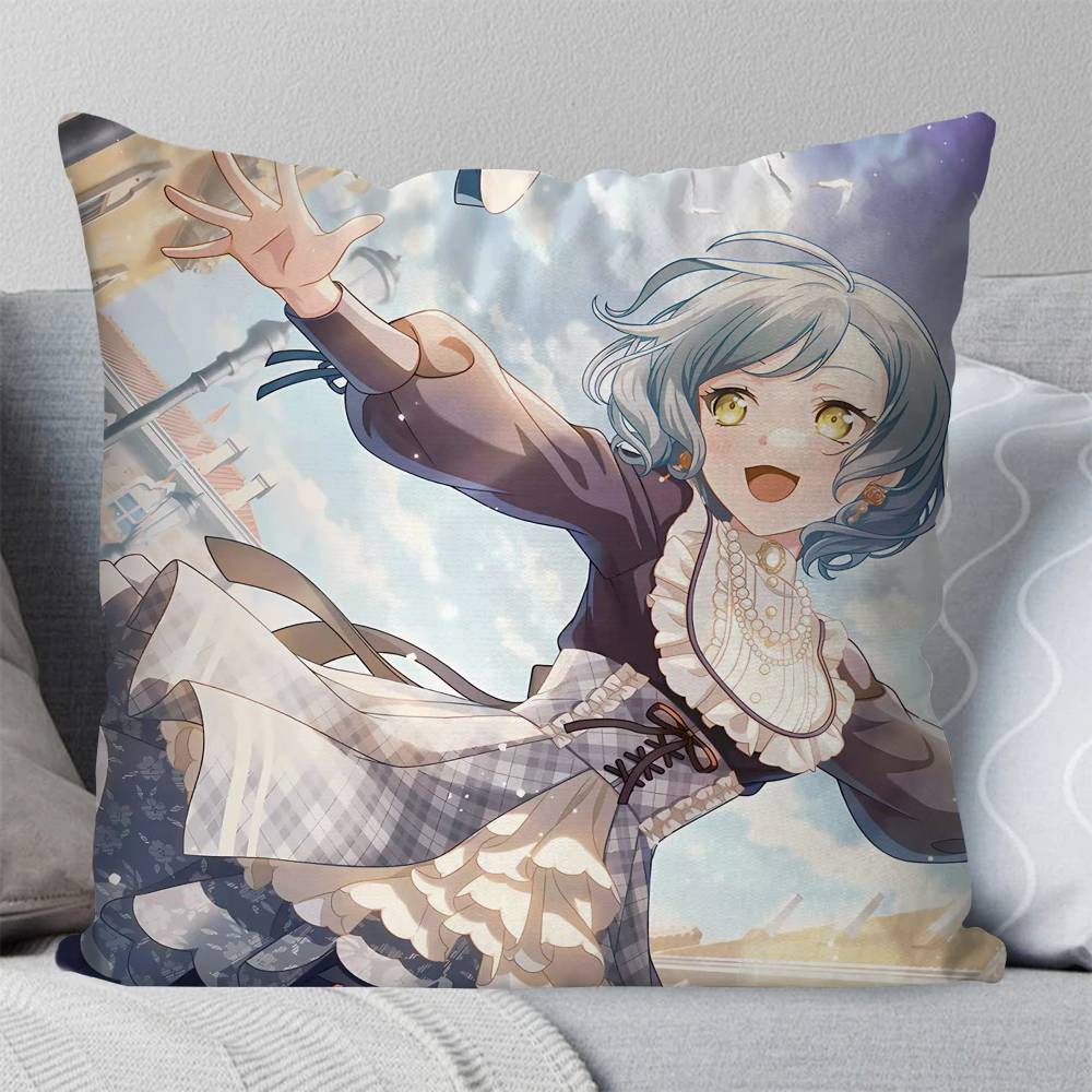 Hikawa Hina Anime BanG DDream Pillow Case Fashion Square Pillowcase Bedroom Sofa Room Ins Decoration Leisure