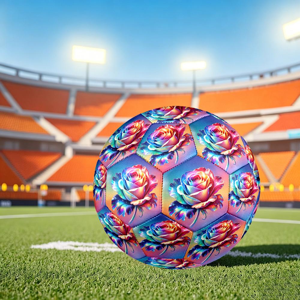 1pc Rainbow Rose Size 5 Soccer Ball Professional Match Training Football Indoor &Outdoor Sports Ball Training Ball Lightweight Durable y74 Size 5