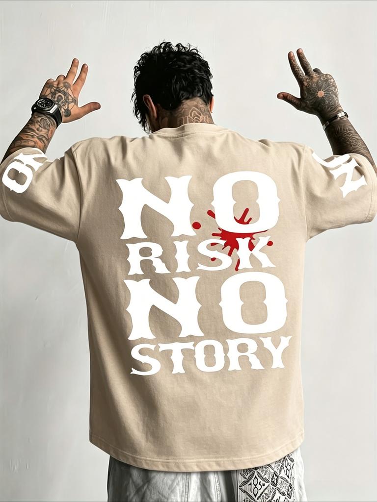 Kein Risiko, keine Geschichte Kühler Motivierender Slogan Grafik T-Shirt Unisex Unisex Streetwear Kurzarm Baumwoll Tops