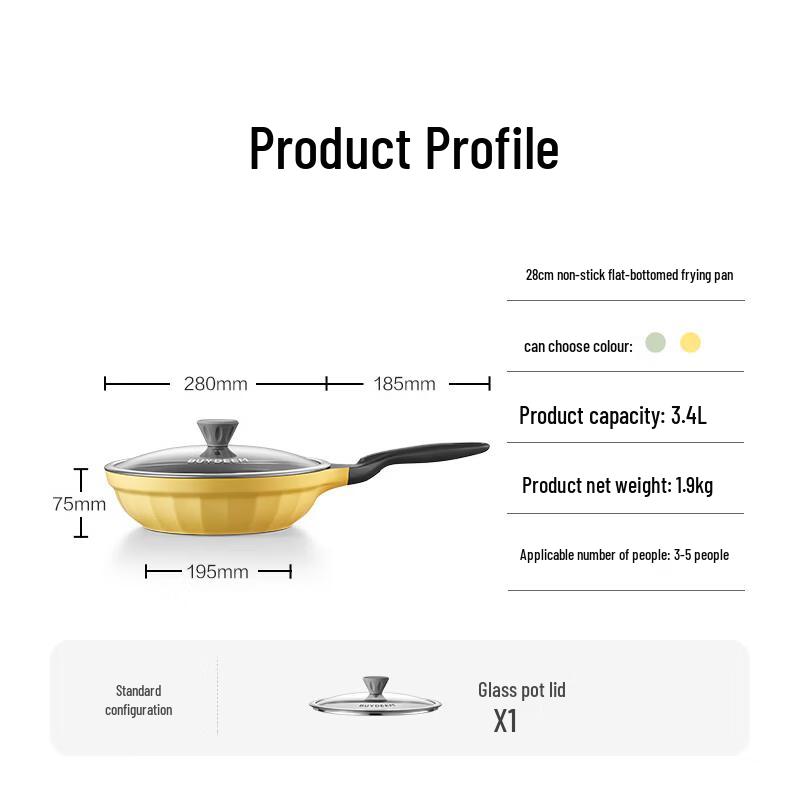 Buydeem 28cm Non-stick Frying Pan (Light Yellow)