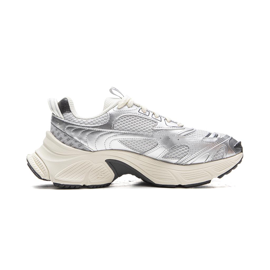 Li Ning Xingji Cushioning Abrasion Resistant Breathable Low Top Chunky Sneakers Women's Gray Silver AGCV354-1