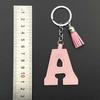 26 Initial English Letter Pu Leather Tassel Pendant Key Chain Bag Charm Women Birthday Gift
