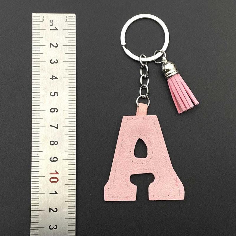 26 Initial English Letter Pu Leather Tassel Pendant Key Chain Bag Charm Women Birthday Gift