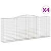 VidaXL Paniers à gabions arqués 4 pcs 400x50x160/180 cm fer galvanisé, gabion, cage de gabion, panier de mur de gabion, mur 3147037