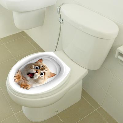 Simulovaná nálepka na mačaciu toaletu Vodotesná Odnímateľná Samolepiaca PVC Obývacia izba Kúpeľňová nástenná dekorácia 3D efekt Mačiatko Kryt veka toalety Dekoračná nálepka