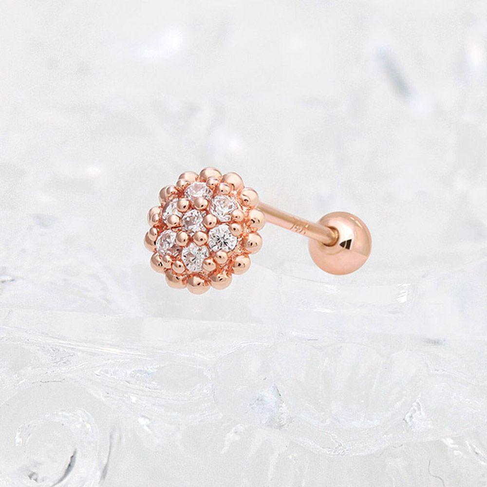 Round Piercing Rosa Gold Needle Flower 14K Cubic Rose Gold