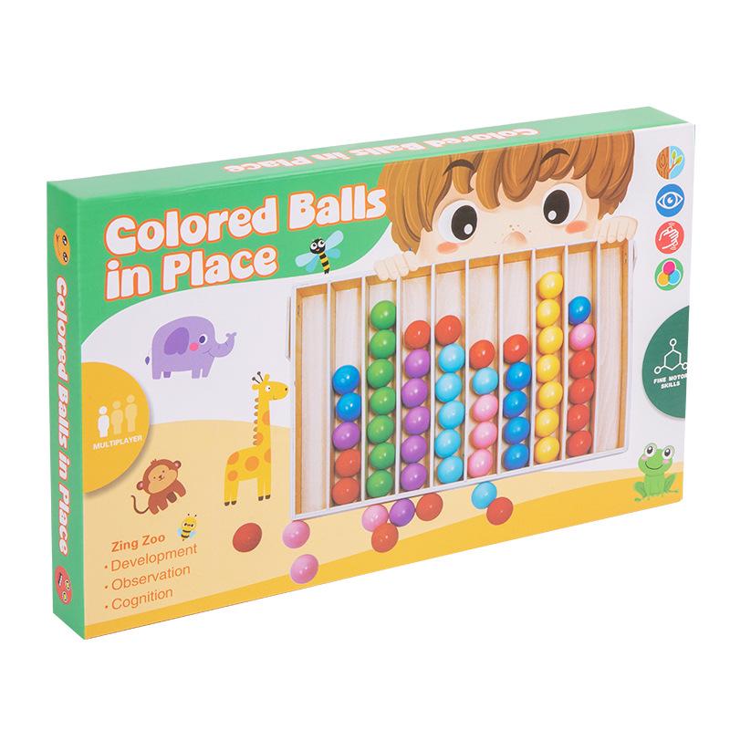 Wooden Color Ball Placement Game for Early Education - Encourages Color Matching, Classification, and Logical Thinking In Preschoolers.