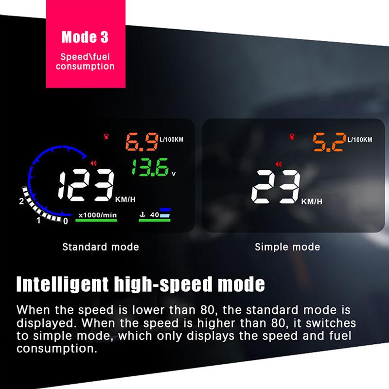 Viteză auto HUD vitezometru consum ulei temperatură apă Head Up Display tensiune baterie OBD parbriz proiector camion