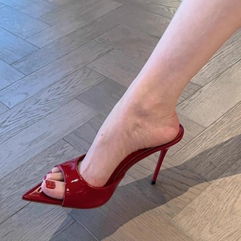Pointed-toe Open-toe Slip-on Shoes, High-heeled Sandals, New Trendy and Versatile Thin Heels Devotion