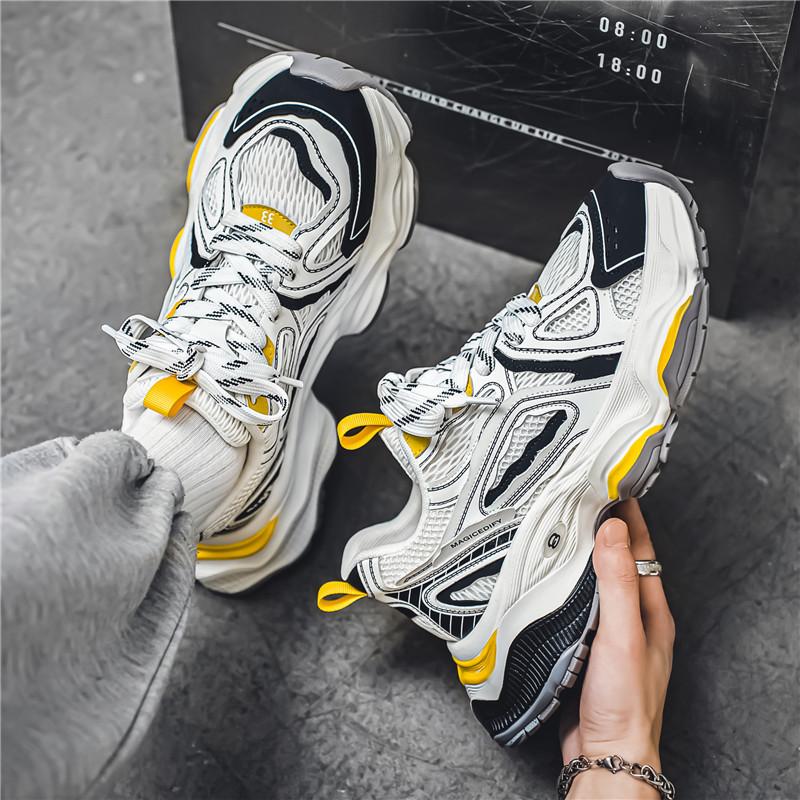 Summer mesh breathable men's shoes 2025 new trend thick-soled heightening mesh shoes sports leisure running dad shoes men