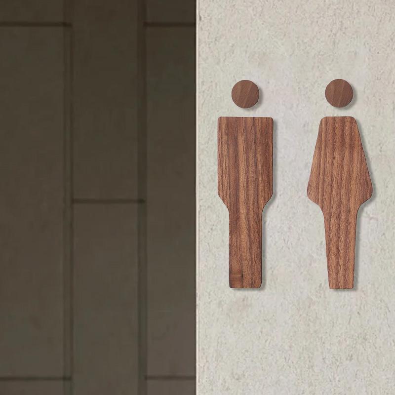 Bathroom Decoration Bathroom Sign Solid Wood Men's And Women's Toilet Sign Home Bathroom Wall Decor Restroom Sign WC Door Plate